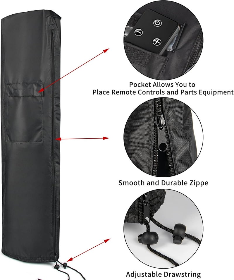 Andacar Patio Heater Covers, Waterproof Outdoor Heater Cover with Zipper Heavy Duty Electric Heater Storage Cover for Patio Outside Home Use (8.6"D × 3.9"W × 37.8"H) - Image 4